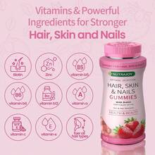 MONTUE 3pc Optimal Solutions Hair, Skin And Nails Pectin Gummies, 2500 Mcg Biotin Per Serving, No Stick Gummy, Vegetarian Formula, Strawberry Flavor,80 Count, 40 Total Servings - 3 chai - Xem 7