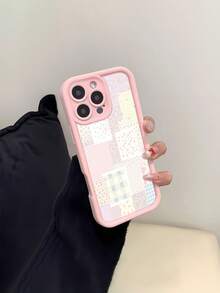 Floral Patchwork Mobile Phone Case, Designed With Delicate Flowers And Pastel Colors, Suitable For IPhone 16, 15, 14, 13, 12 And 11 Pro Models, Made Of TPU Material, And Provides Shockproof Protection. Perfect For Family, Friends, Children, Birthdays, Spring, Holidays, Boyfriends, Girlfriends, And Valentine's Day Gifts - 粉紅色CZ2 - 查看 4