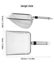 Cat Litter Scoop Stainless Steel Mesh Scooper Long Handle Deep Shovel Non-Stick Coated Metal Litter Scoop For Litter Box Kitten Pooper Lifter
