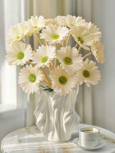 3pcs Gerbera, Fulanghua, 37cm, 14.57in, Flower, Sunflower, PU Material, Party, Picnic, School Dormitory Office Decoration, Event Holiday Birthday Party Decoration, Home Decoration Hotel Restaurant Living Room Bedroom Wedding Banquet Kitchen Garden Decoration, Harvest Festival, Halloween Decoration, Christmas Decoration