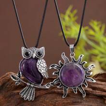 12 Stücke Boho-Stil Naturstein Eulen Anhänger mit Retro Sonnenblumen Akzenten, Symbol für Weisheit & Lernen, Unisex Schmuck für Business & Lässig Tragen, ideales Geschenk zum Valentinstag & Muttertag, Tiermotiv (zufällige Farbe)