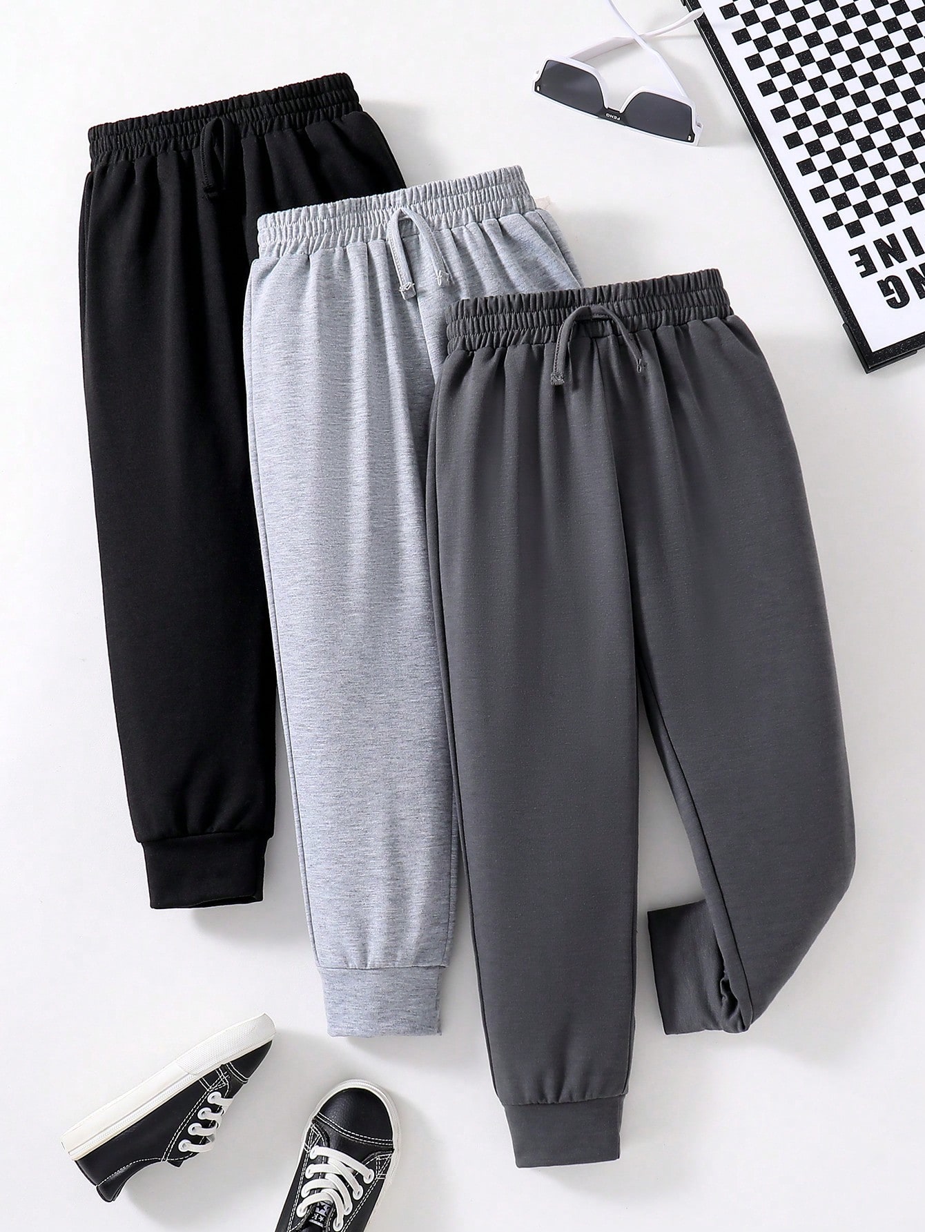 3er Set einfarbige Jogginghosen mit Kordelzug für Kleine Jungen