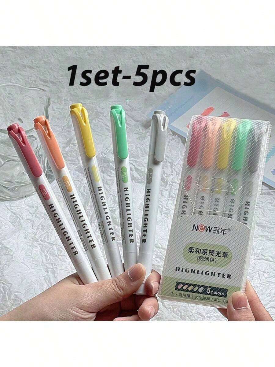 15 Double Ended Highlighters 17*14cm Dual Tip Mild Color Highlighter Fluorescent Marker Pen For Coloring Underlining Highlighting Broad And Fine Tips Back To School
