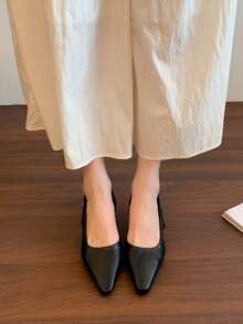 Giày Mary Jane cổ điển cho nữ, mẫu mới mùa thu 2025 kiểu Pháp, mũi thấp, gót dày, giày da nhỏ cao gót, gót chunky. - màu đen - Xem 7