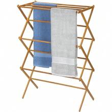 Household Essentials Clothes Drying Rack, Stabile Wood Frame With Slanted Feet, Smooth Vinyl Wrapped Rods, 23.8 Feet Of Hanging Space, Ready To Assemble, Flat Top, Natural - Natural Bamboo - View 8