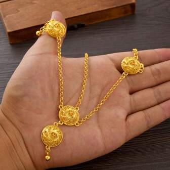 1 件优雅镂空圆形金色头链，适合女性日常佩戴，非洲阿拉伯派对节日婚礼珠宝