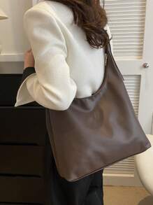 2026新款时尚纯色通勤手提包，简约小众设计腋下包，时尚大容量单肩包