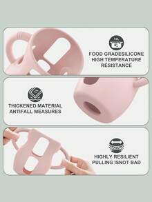 1个硅胶套，适用于天然玻璃婴儿奶瓶，硅胶材质，易握手柄，防摔保护，兼容4/8盎司玻璃瓶 - 彩色 - 查看 7