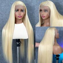 200% Density 613 Blonde 13X4 HD Lace Front Wig Straight Lace Front Wigs Human Hair Brazilian Human Hair Wig Natural 13X6 Glueless Full Edges Lace Pre-Plucked Lace Wig With Baby Hair For Women Ear To Ear Swiss HD Lace For Natural Looking - S613 - 查看 1