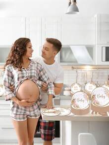 Bohemian Baby Shower Party Plate And Napkin Tableware Set, Bohemian Pampas Grass Floral Rainbow Arch Party Tableware Supplies For Baby Events, Boys And Girls Birthday Baby Shower Party,Gender Reveal Party