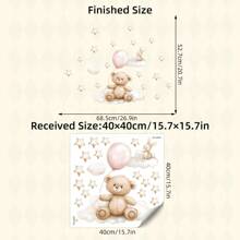 1pc Cute Teddy Bear Wall Decals With Balloons - Cloud And Star Nursery Decor, Removable Vinyl Kids Room Stickers & Balloon Wall Stickers - Multicolor - View 15