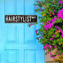 Vintage "Hair Stylist Way" Metal Sign - 10.01cm X 40.01cm Iron Wall Hanging Decorative Plaque, Rustic Distressed Design With Black Lettering, Perfect For Home, Salon, Bar, Garage, Indoor/Outdoor Use, Bar Signage | Vintage Wall Plaque | Rustic Finish, Metal Wall Art Decor - 彩色 - 查看 7