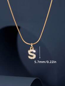 1 件时尚 14K 镀金不锈钢泡泡波西米亚风格 26 个字母 A-Z 吊坠和 26 件铜方晶锆石吊坠，金项链首饰，两种款式可选，适合女性四季日常佩戴 - 彩色 - 查看 10