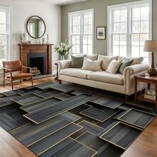 Thảm trải sàn cao cấp màu đen và vàng, họa tiết hình học 3D, đế TPR cao cấp 800g có thể giặt được, hình chữ nhật mềm mại, hiện đại, thích hợp cho ngoài trời, lối vào, phòng khách, phòng ngủ, phòng giặt, phòng tắm, phòng chơi game, thảm cỡ lớn dùng được cả bốn mùa, trang trí nhà cửa. - Nhiều màu 1 - Xem 2