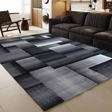 1pc Luxurious Crystal Velvet Area Rug - 800gsm, Backing, Machine Washable - Perfect For Christmas Decor, Nordic Geometric Design In Black & Gray - Ideal For Living Room, Bedroom, Kitchen, And More