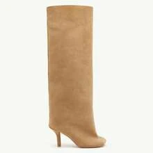 Women's Knee High Boots Nude Suede Wide Calf Stiletto Long Boots Pull On High Heel Riding Boots Fahion Dress Fall Tall BootsChristmas - 灰色 - 查看 2