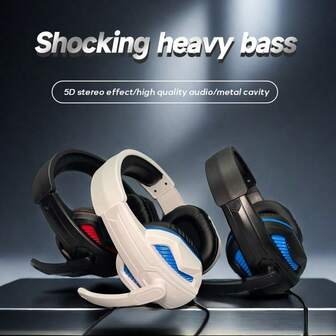 7.1 Channel 3.5mm Wired Gaming Headset With Mic, LED Lights, Suitable For PC, Computer, Laptop, Mobile Phone, Music, Online Classes