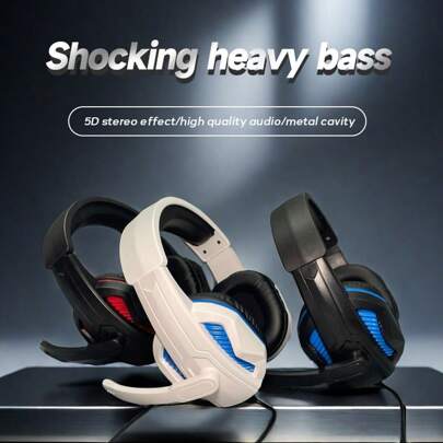 7.1 Channel 3.5mm Wired Gaming Headset With Mic, LED Lights, Suitable For PC, Computer, Laptop, Mobile Phone, Music, Online Classes