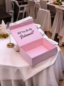 1 pieza Caja de regalo personalizada con nombre, Caja de regalo personalizada para la fiesta nupcial (para compra de producto), Caja de regalo personalizada de doble cara, Tapa de caja de regalo personalizada, Tapa y cinta de regalo magnética personalizada, Caja de regalo vacía magnética, Caja de regalo personalizada, Caja de propuesta de dama de honor "¿Serás mi dama de honor?", Regalo perfecto para bodas, cumpleaños o cualquier ocasión - Multicolor - Ver 3