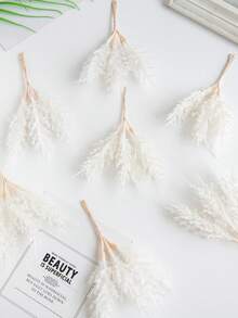 1/3/5/200PCS (6pcs Head) Autumn Decoration Mini Cedar Artificial Flowers Lavender Bouquets Silk Christmas Decoration Pine Needles Fake Plants Mini Tree Branch Birthday Party Decorations Wedding Flower Baskets Bride Holding Flowers Home Furnishings Dining Rooms Bedrooms Windowsills Vases For Decorations Outdoor Gardens Start Of School Season - White - View 6