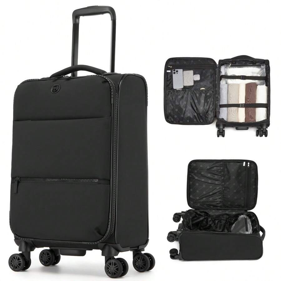 Eleganter 20-Zoll Kabinenkoffer für Damen, leichter Softside-Handgepäckkoffer 59,5*36,5*25 cm mit vier leisen Rädern und abgetrenntem Nass-Trockenfach, ideal für Geschäftsreisen, Städte- und Kurztrips
