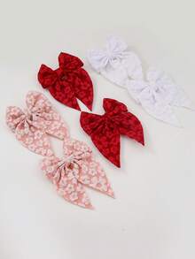 10pcs/Set Girls Floral Embossed Texture Bowknot Hair Clips, Cute Hair Accessories For Daily Use - Multicolor - View 5
