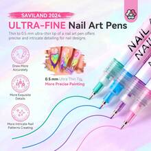 Penna per smalto 3D Saviland 12 colori: penna fineliner di alta qualità? Punta ultra sottile? Penne per nail art ad asciugatura rapida/a lunga durata/impermeabili per nail art, manicure, pittura e design unghie fai da te - Multicolore - Visualizzare 3