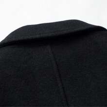 男士时尚羊毛大衣，休闲男士夹克，复古纯色长袖大衣，翻领长款大衣，男士外套，秋冬大衣 - 黑色 - 查看 6