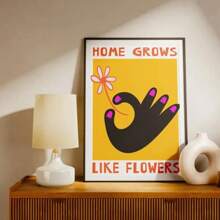 1pc Home Grows Like Flowers Print Frameless Canvas Colorful Poster Flat Design Style - Apartment Decor Aesthetic Wall Art Poster No Frame