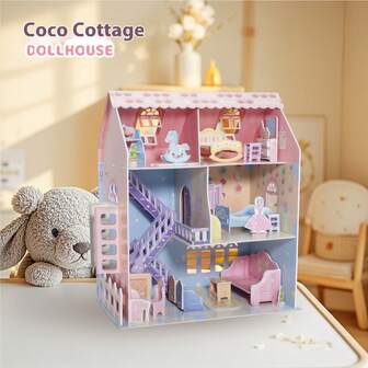 Juego de rompecabezas 3D para niñas, construye un castillo de fantasía acogedor, desarrolla la habilidad manual de los niños, ideal para la decoración de la habitación de los niños y el juego de roles