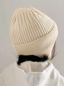 1pc Kids Beanie Hat, Autumn/Winter Thick Knitted Ear Warmer Hat For Girls, Butterfly Decor Warm Headwear, Suitable For Outdoor, Fits 3-8 Years Old - Multicolor - View 5