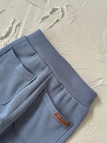 2pcs/Set Baby Boy Casual Letter Patchwork Long Sleeve Sweatshirt + Pants, Spring/Summer - White - View 10