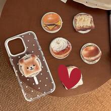 Cute Bread Toast Design Magnetic Magsafe Expandable Desk Phone Stand, Portable Niche Holder Compatible With IPhone, Android Phone, Gift For Birthday, Family, Friends Push-Pull Phone Grip Phone Holder Phone Accessories - Multicolor - View 6