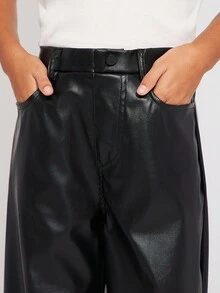 Radiana Calças Elásticas De Perna Reta Soltas Para Meninas Adolescentes, Moda Outono Inverno, Casual, Descolada, De Rua - Preto - Ver 4