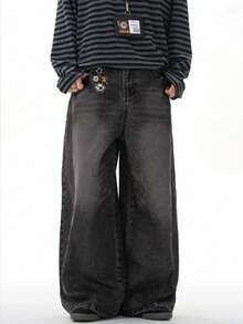Quần jean ống rộng cổ điển cho bé trai tuổi teen - màu đen - Xem 3