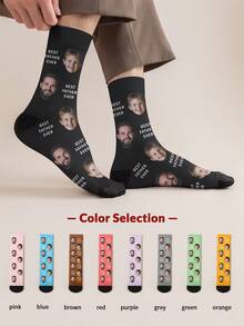 1 Paar personalisierte Socken mit Gesichts- und Textdruck für Herren, lustige Knöchelsocken, ''Bester Vater aller Zeiten'' Muster mit Foto, lustige Paarsocken mit benutzerdefinierten Bildern für verschiedene Anlässe wie Vatertag und Geburtstag, Hund, farbig, süß, niedlich, schlicht, lustig, benutzerdefiniert, einzigartig, personalisiert, ideale Geschenke für ihn, ideale Geschenke für sie, Freund, Freundin, Familie, Freunde