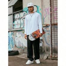 Men's Solid Color Casual Everyday Trousers Men's Streetwear Pants, Boy Friend Gifts, Back To School - 黑色 - 查看 4