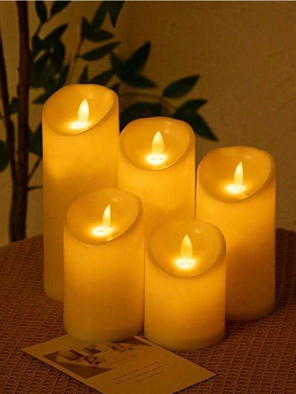 1pc LED Flameless Flickering Candle Light (Batteries Not Included), Artificial Wax Candle Decor, Warm Glow, Suitable For Valentine's Day, Wedding, Birthday, Bedroom Decoration, Battery Powered