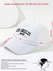 1 Nam LA In Chữ Ngoài Trời Thời Trang Thường Ngày Chống Nắng Có Thể Điều Chỉnh Kích Thước Mũ Bóng Chày, Thích Hợp Để Mặc Hàng Ngày - trắng - Xem 4