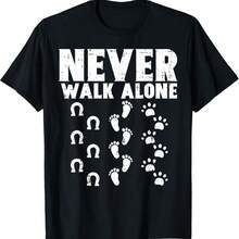 Walk Alone Horse Dog Footprint Animal Lover Women Girl T-Shirt - 黑色 - 查看 1