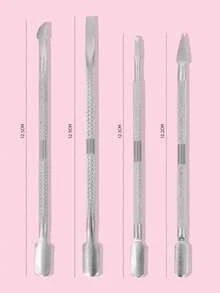 4pcs Nail Push Nail Kits,Nail Supplies,Nail Tools,Nail Art Tools,Back To School,Nails,Nail Tools For Press On Nails - 銀色 - 查看 5