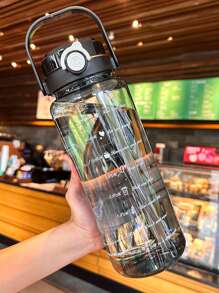 1 pieza Botella de agua de gran capacidad de 1500ml/2000ml, Botella de agua de plástico portátil, Adecuada para mujeres, Gran capacidad, Apariencia atractiva, Botella agitadora, Marcas de tiempo, Botella de jugo de vidrio, Botella de agua, Adecuada para viajes, Actividades al aire libre, Camping, Botella de agua para deportes y fitness al aire libre, Botella de agua portátil para estudiantes, Botella de agua para volver a la escuela, Botella de agua transparente portátil, Vaso con pajita de verano, Blanco, Verde claro