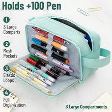 Estuche de Lápices de Gran Capacidad, Verde Menta, Bolsa de Lápices, Estuche para Bolígrafos - Rosa - Ver 10