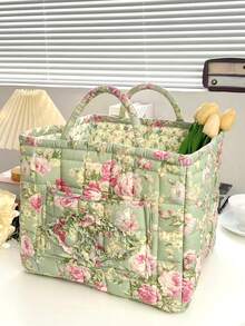 Panier de rangement matelassé à imprimé floral, panier à linge, grande capacité, portable, pliable, panier à goûter, grand panier carré, doux, rustique, chic, pour vêtements sales, essentiels du quotidien pour femmes et filles, panier de rangement pour cosmétiques, jouets, produits de soins de la peau, rangement de maquillage pour femmes, panier de rangement multifonctionnel, organisateur de cosmétiques, décoration d'intérieur, salon, chambre à coucher, salle de bain, convient pour toutes les saisons - Multicolore - Voir 13