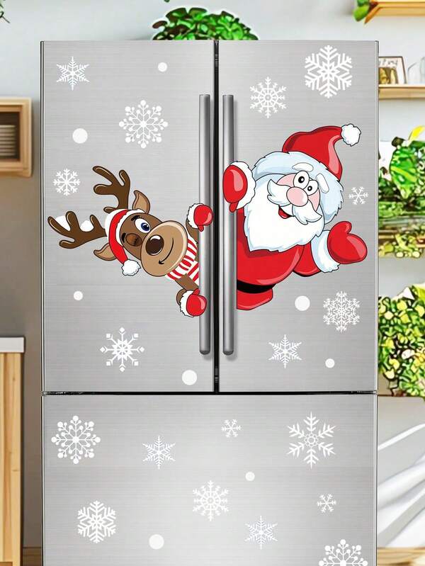 2 hojas de 57 pegatinas navideñas, pegatinas navideñas hermosas, pegatinas para el exterior del automóvil, pegatinas para la decoración del hogar, pegatinas para la decoración de fiestas, pegatinas de copos de nieve navideños para ventanas, decoraciones con calcomanías navideñas