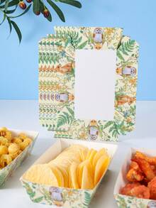 10/24pcs Green Forest Fox, Owl Food Boxes, Fries Boxes, Popcorn Boxes, Party Decorations And Movie Night Snack Boxes, Suitable For Lunch Box, Bakery Bread, Burger Restaurant - Multicolor - View 5