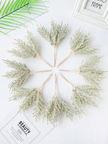 1/3/5/200PCS (6pcs Head) Autumn Decoration Mini Cedar Artificial Flowers Lavender Bouquets Silk Christmas Decoration Pine Needles Fake Plants Mini Tree Branch Birthday Party Decorations Wedding Flower Baskets Bride Holding Flowers Home Furnishings Dining Rooms Bedrooms Windowsills Vases For Decorations Outdoor Gardens Start Of School Season - Green - View 1