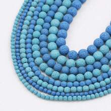 1 件 4/6/8/10/12 毫米各式天然火山石珠子适用于 DIY 手工手链、项链、耳环、珠宝配饰