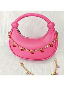 Ciondolo a forma di ciliegia - Accessorio decorativo in metallo per borse, con ciliegie rosa e rosse, per borse a mano, borse a tracolla e borse a spalla - Rosa/Viola/Rosso, ciondoli per borse, catena per borse a tracolla da donna, pendente per portafogli, sostituzione braccialetto alla moda e carino con ciondolo a forma di ciliegia 3D, accessorio pendente per borse