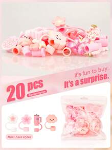 20个/套 10毫米/0.4英寸硅胶吸管套，适用于30/40盎司带把手的保温杯 | 粉色吸管套和硅胶靴，适用于40盎司/30盎司/20盎司保温杯 | 保温杯保护套套装 | 淡粉色保温杯装饰 - 彩色 - 查看 8